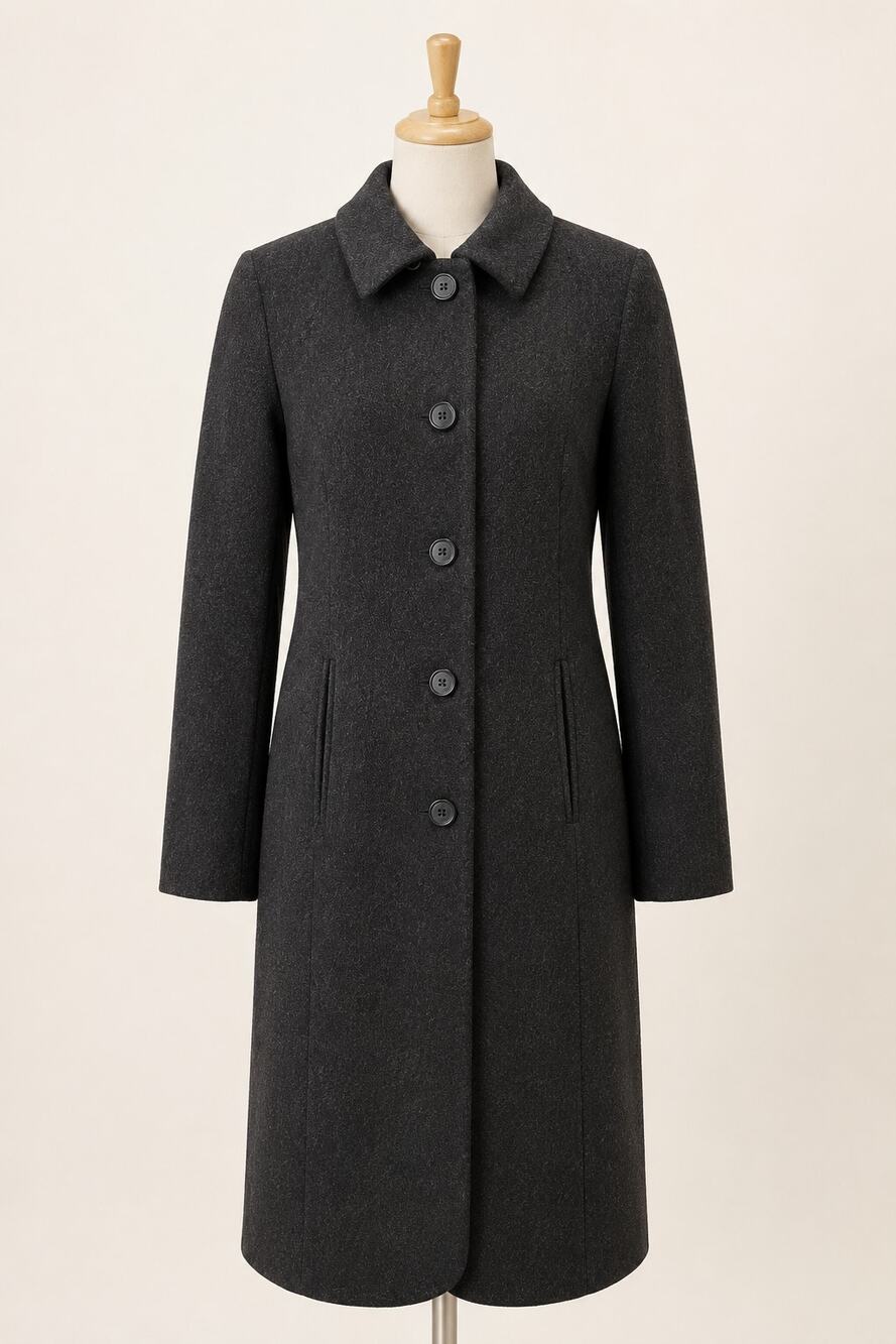 Liz Claiborne Petite Long Wool Blend Coat Womens 2P Grey Fall Winter Coat